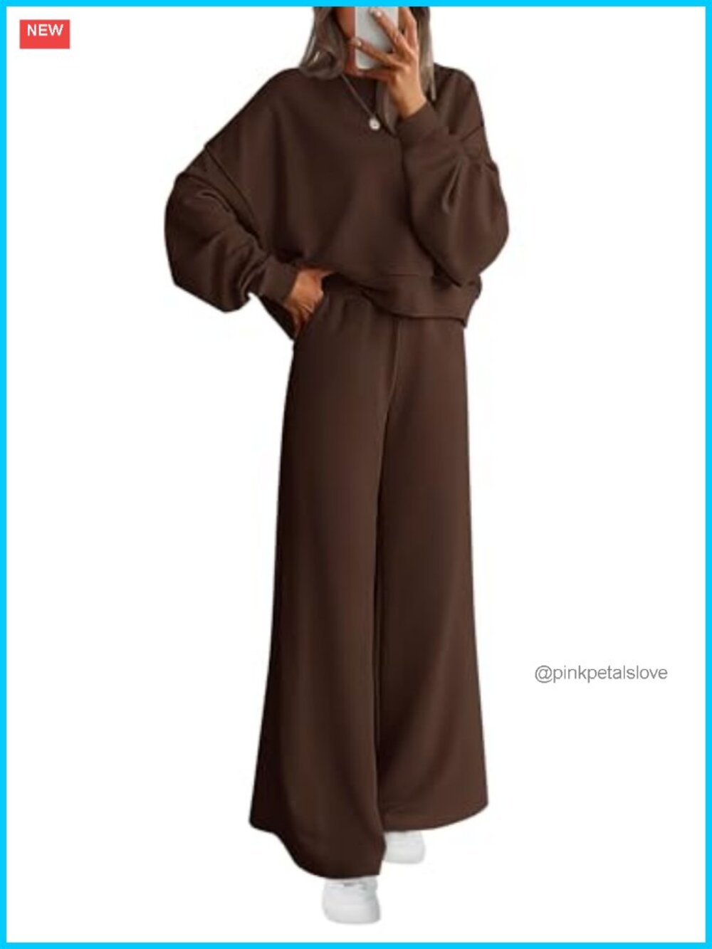 Women 2 Piece Sweatsuit Lounge Set Cotton Polyester Oversized Wide Leg